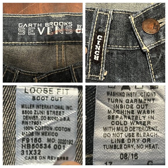 Garth Brooks Sevens by Cinch Loose Fit Boot Cut Jeans 31x32 Creased Western - Picture 15 of 16